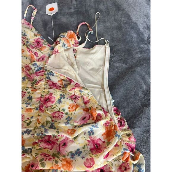 ASTR The Label Dress Womens Small Multicolor Ruched Cami Mini Floral Smocked NWT - Picture 8 of 12